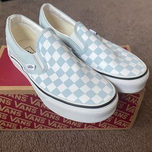 Vans Checkerboard Slip-On Shoe in Baby Blue/True Whit